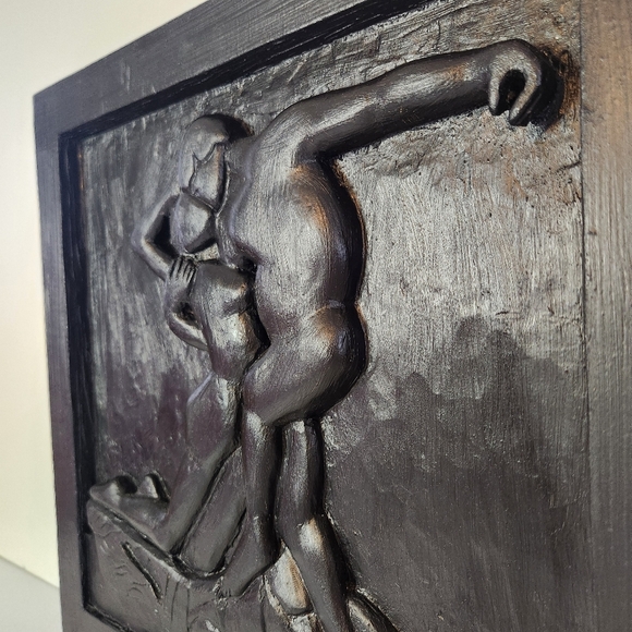 Handmade Wood Carved Painted Rustic Erotic Folk Art Wall Decor Boho Decor Woman - Picture 3 of 7